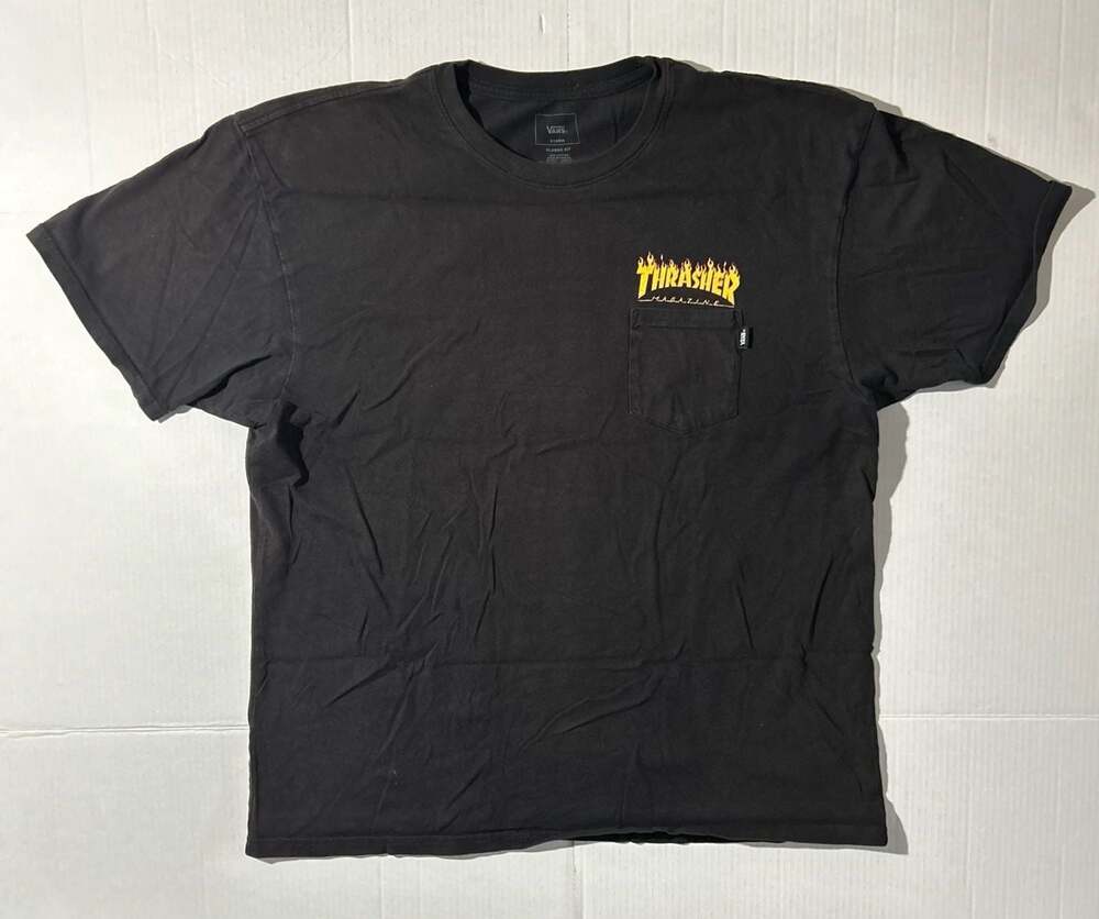 Vans x Thrasher Flame Logo Pocket T-Shirt Black XL